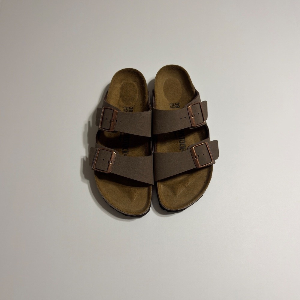 Birkenstock Arizona Mocha Brown Birko-Flor Sandals Size 38 L7 M5